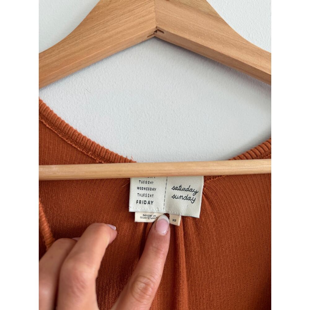 Anthropologie Saturday Sunday Marina Tiered Wide Leg Jumpsuit Terracotta XS - Picture 5 of 9